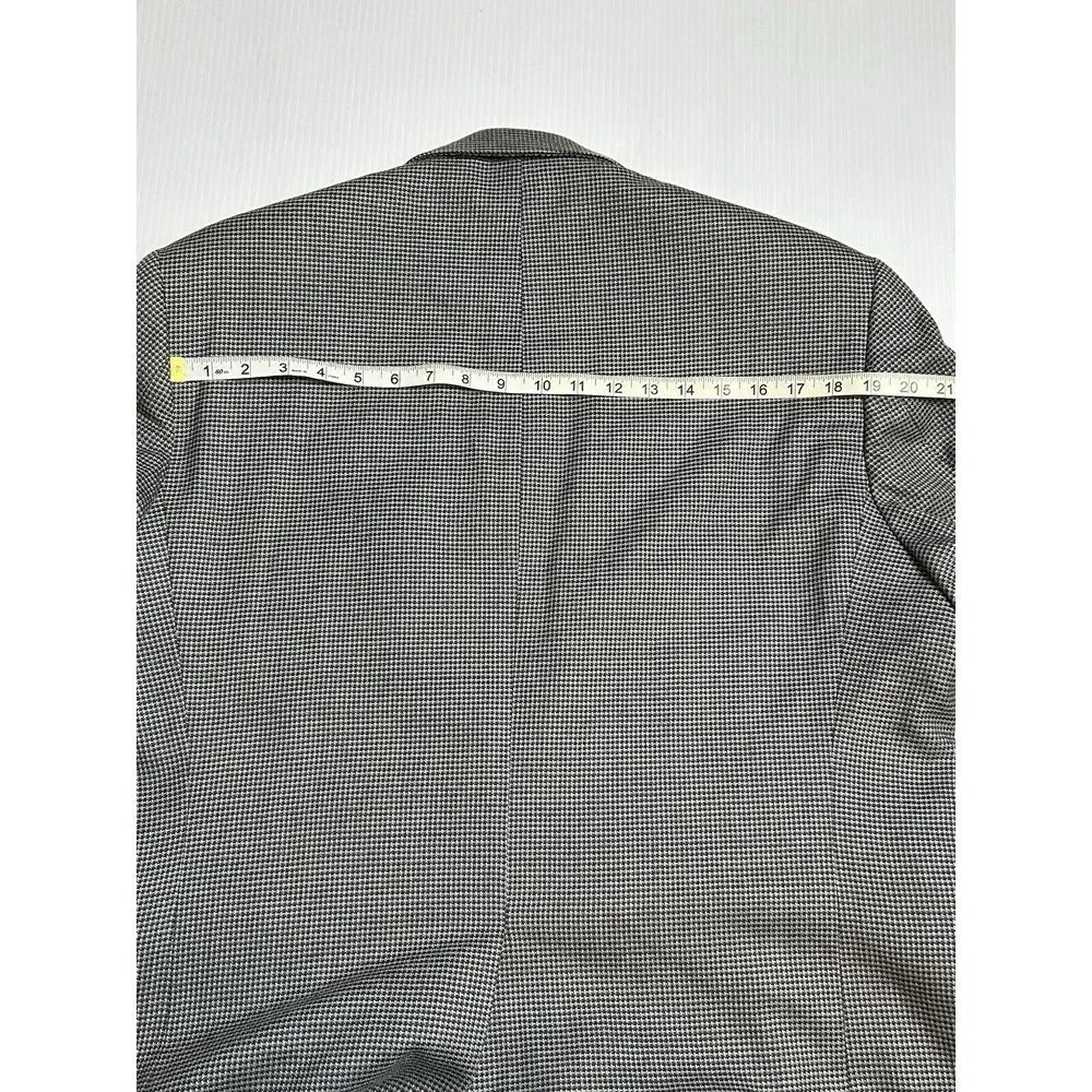 Alan Flusser Mens 42 S Blazer‎ Gray Houndstooth Silk/ Wool Blend Sport Coat
